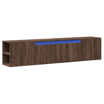 TV-Wandschrank mit LED-Beleuchtung Braun Eiche 180x31x39,5 cm