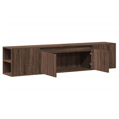 TV-Wandschrank mit LED-Beleuchtung Braun Eiche 180x31x39,5 cm