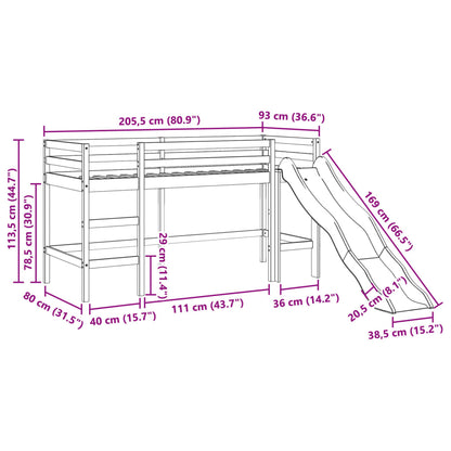 Kinderhochbett ohne Matratze Braun 80x200 cm Massivholz Kiefer