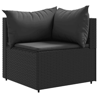 7-tlg. Garten-Lounge-Set mit Kissen Schwarz Poly Rattan