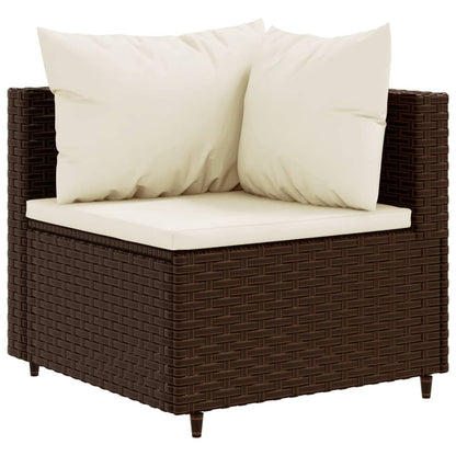 8-tlg. Garten-Lounge-Set mit Kissen Braun Poly Rattan