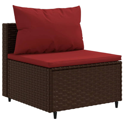 8-tlg. Garten-Lounge-Set mit Kissen Braun Poly Rattan