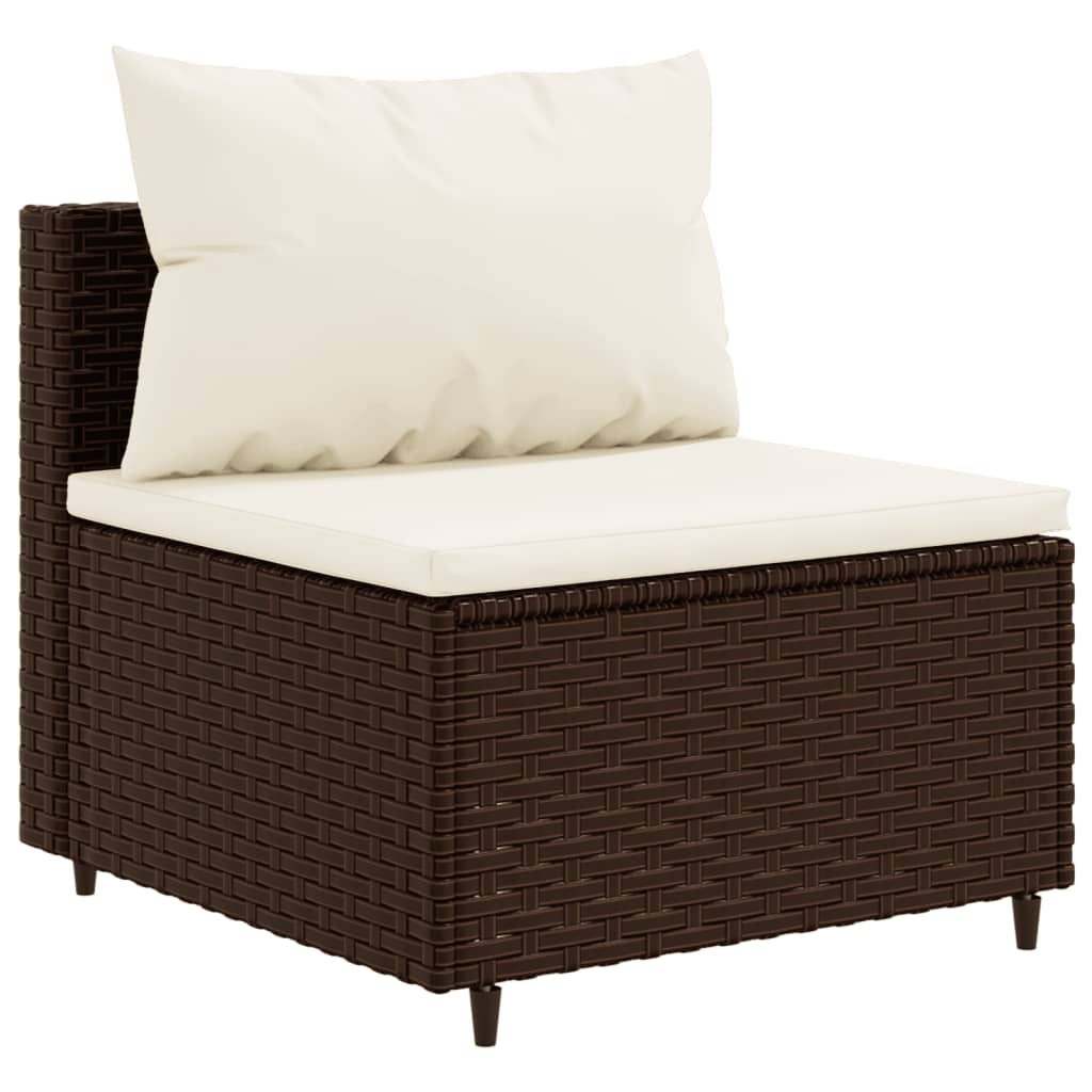 9-tlg. Garten-Lounge-Set mit Kissen Braun Poly Rattan