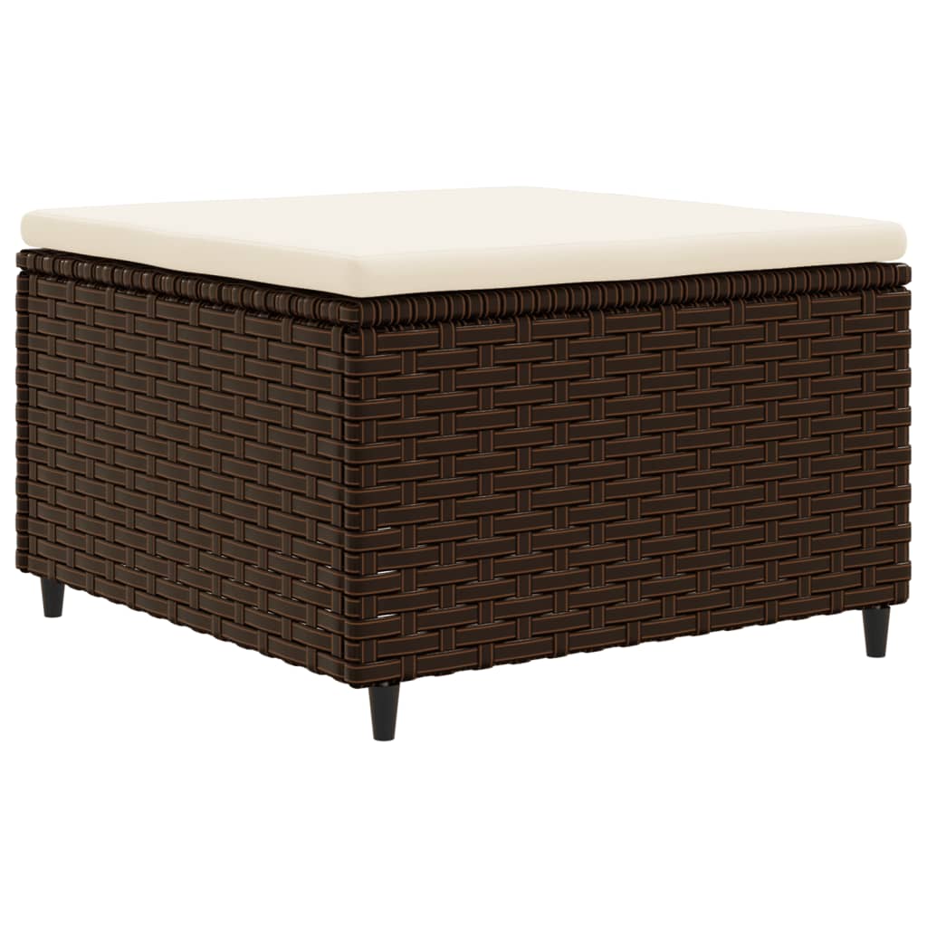 4-tlg. Garten-Lounge-Set mit Kissen Braun Poly Rattan