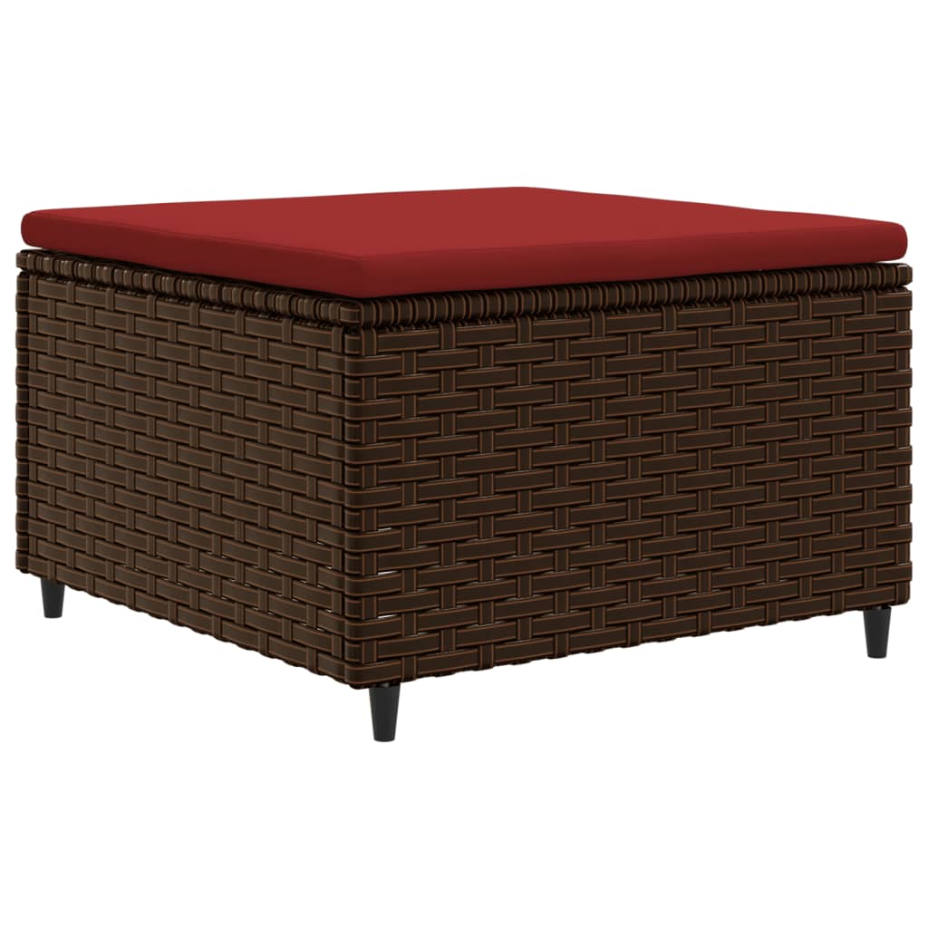 4-tlg. Garten-Lounge-Set mit Kissen Braun Poly Rattan