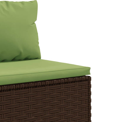 4-tlg. Garten-Lounge-Set mit Kissen Braun Poly Rattan