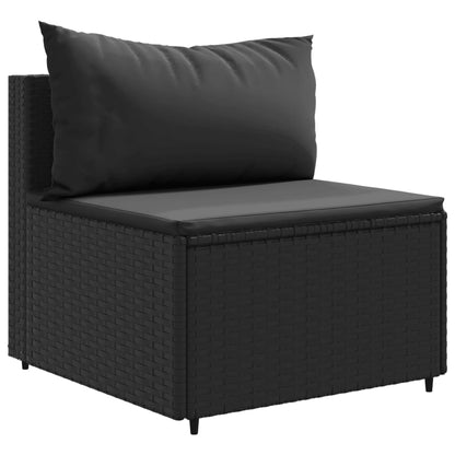 5-tlg. Garten-Lounge-Set mit Kissen Schwarz Poly Rattan