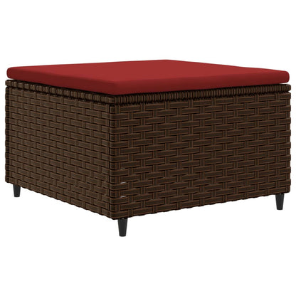 5-tlg. Garten-Lounge-Set mit Kissen Braun Poly Rattan