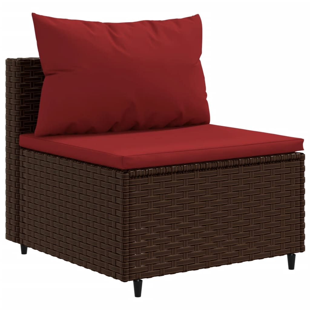 5-tlg. Garten-Lounge-Set mit Kissen Braun Poly Rattan