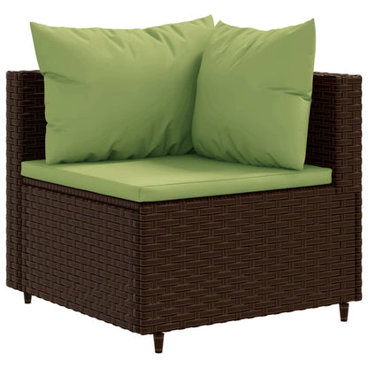 6-tlg. Garten-Lounge-Set mit Kissen Braun Poly Rattan