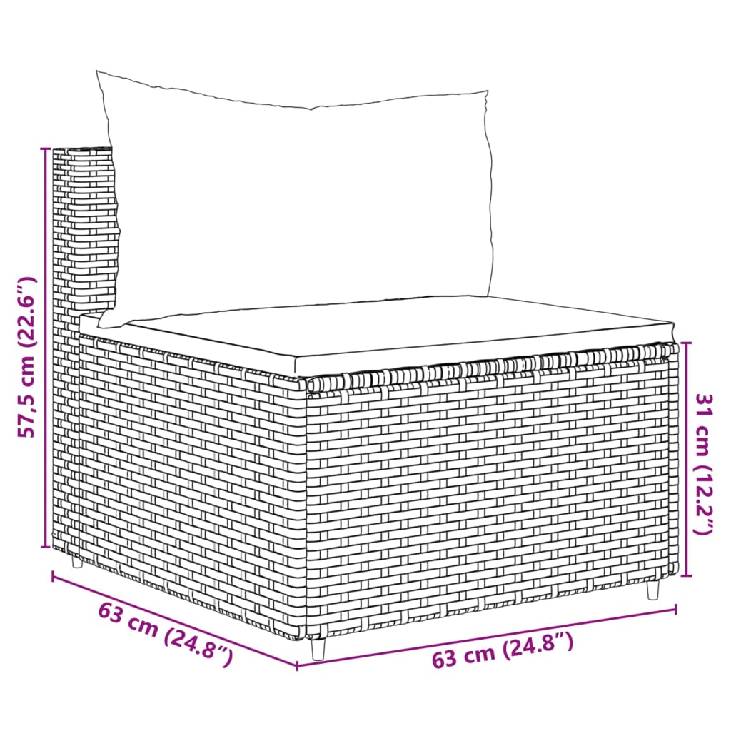 5-tlg. Garten-Lounge-Set mit Kissen Schwarz Poly Rattan