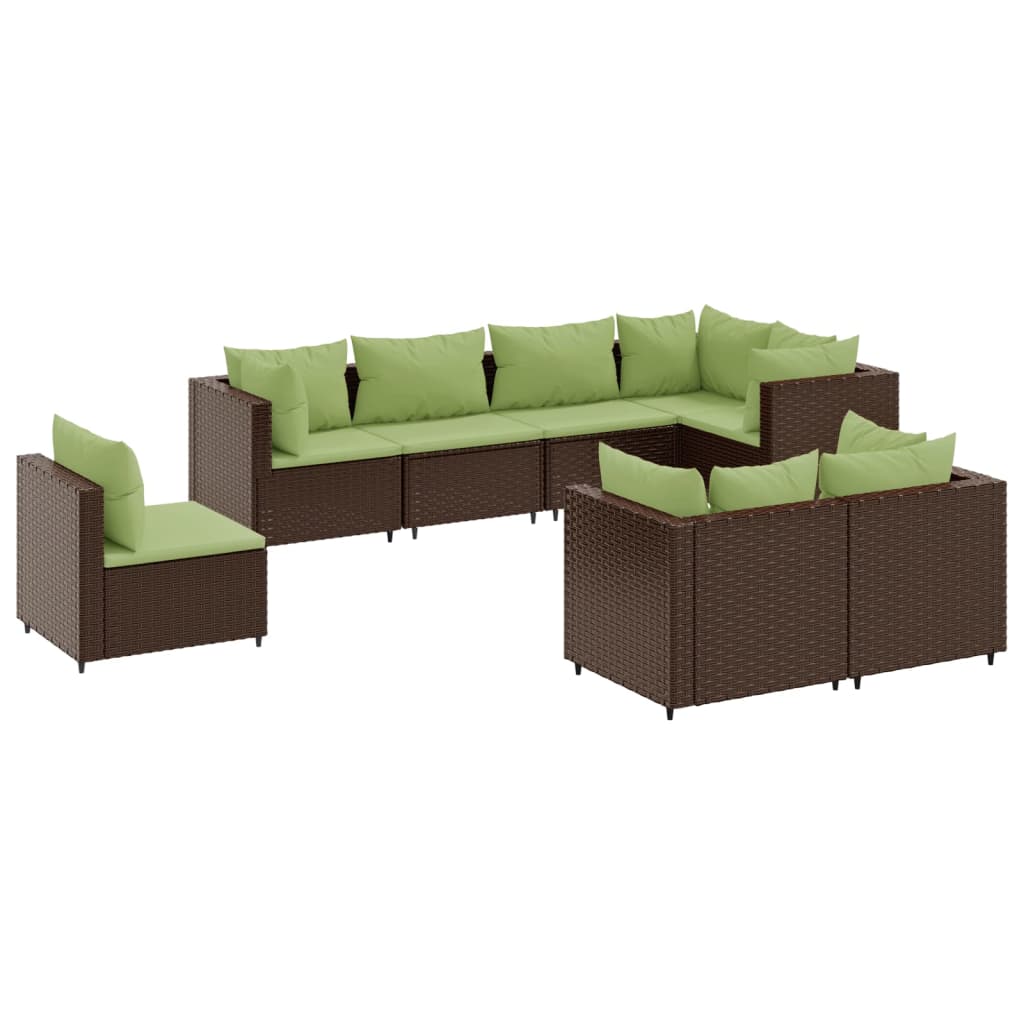 8-tlg. Garten-Lounge-Set mit Kissen Braun Poly Rattan