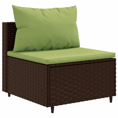 6-tlg. Garten-Lounge-Set mit Kissen Braun Poly Rattan