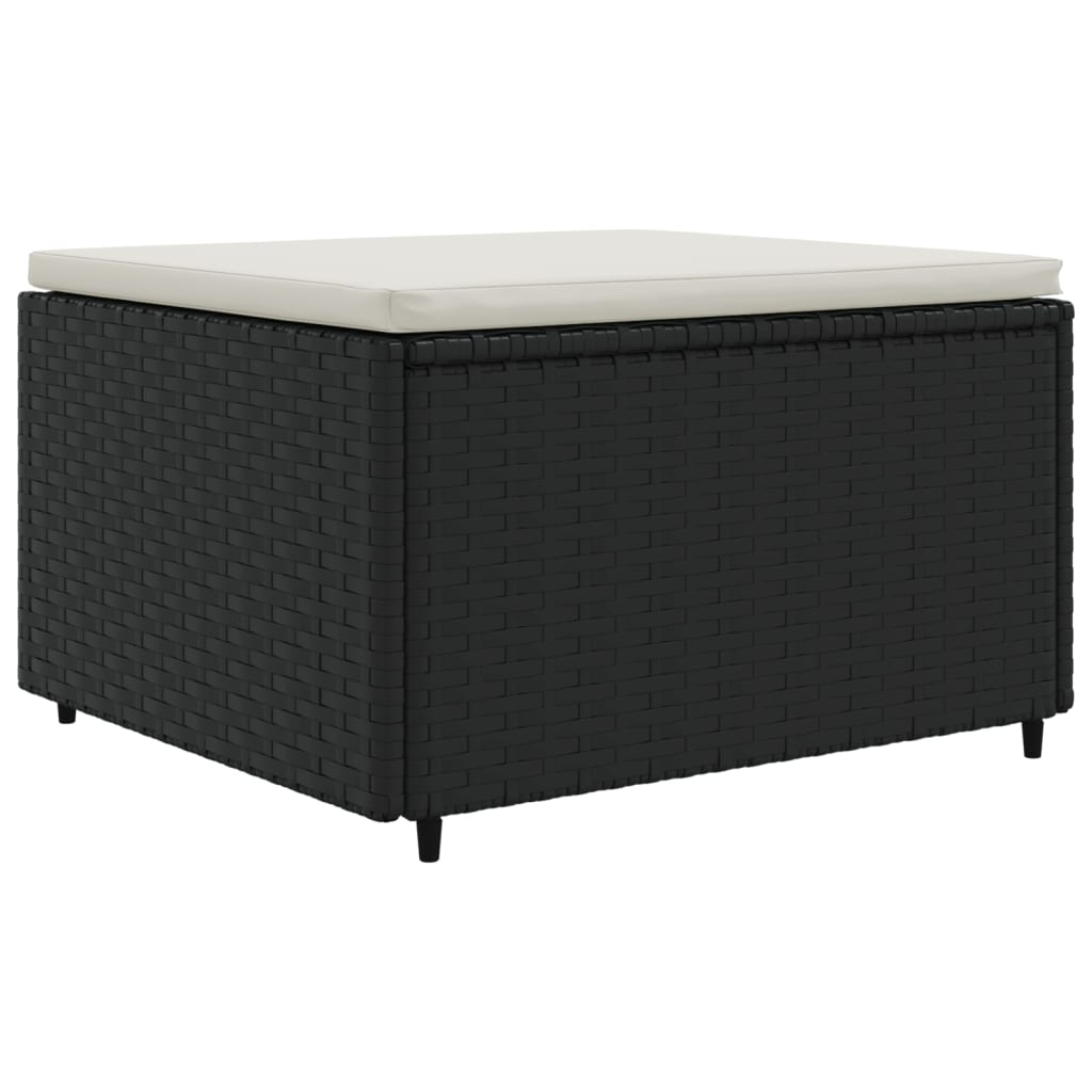 7-tlg. Garten-Lounge-Set mit Kissen Schwarz Poly Rattan