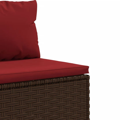 7-tlg. Garten-Lounge-Set mit Kissen Braun Poly Rattan