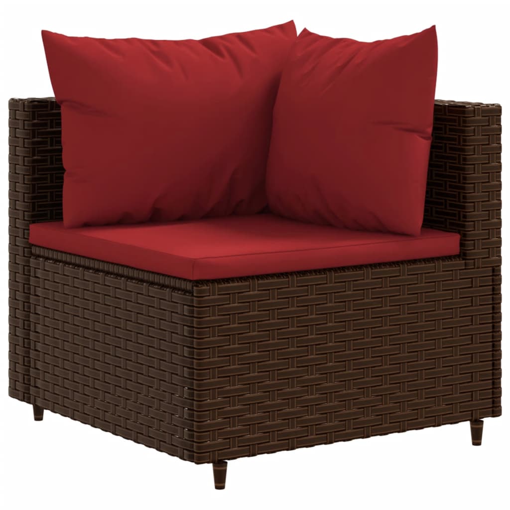 6-tlg. Garten-Lounge-Set mit Kissen Braun Poly Rattan