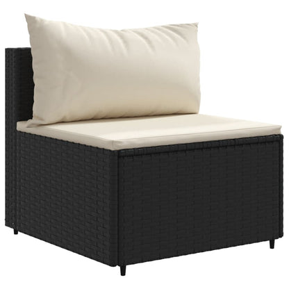 9-tlg. Garten-Lounge-Set mit Kissen Schwarz Poly Rattan