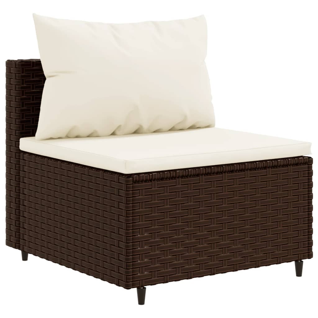 10-tlg. Garten-Lounge-Set mit Kissen Braun Poly Rattan