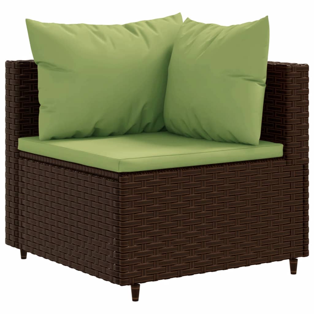 10-tlg. Garten-Sofagarnitur mit Kissen Braun Poly Rattan