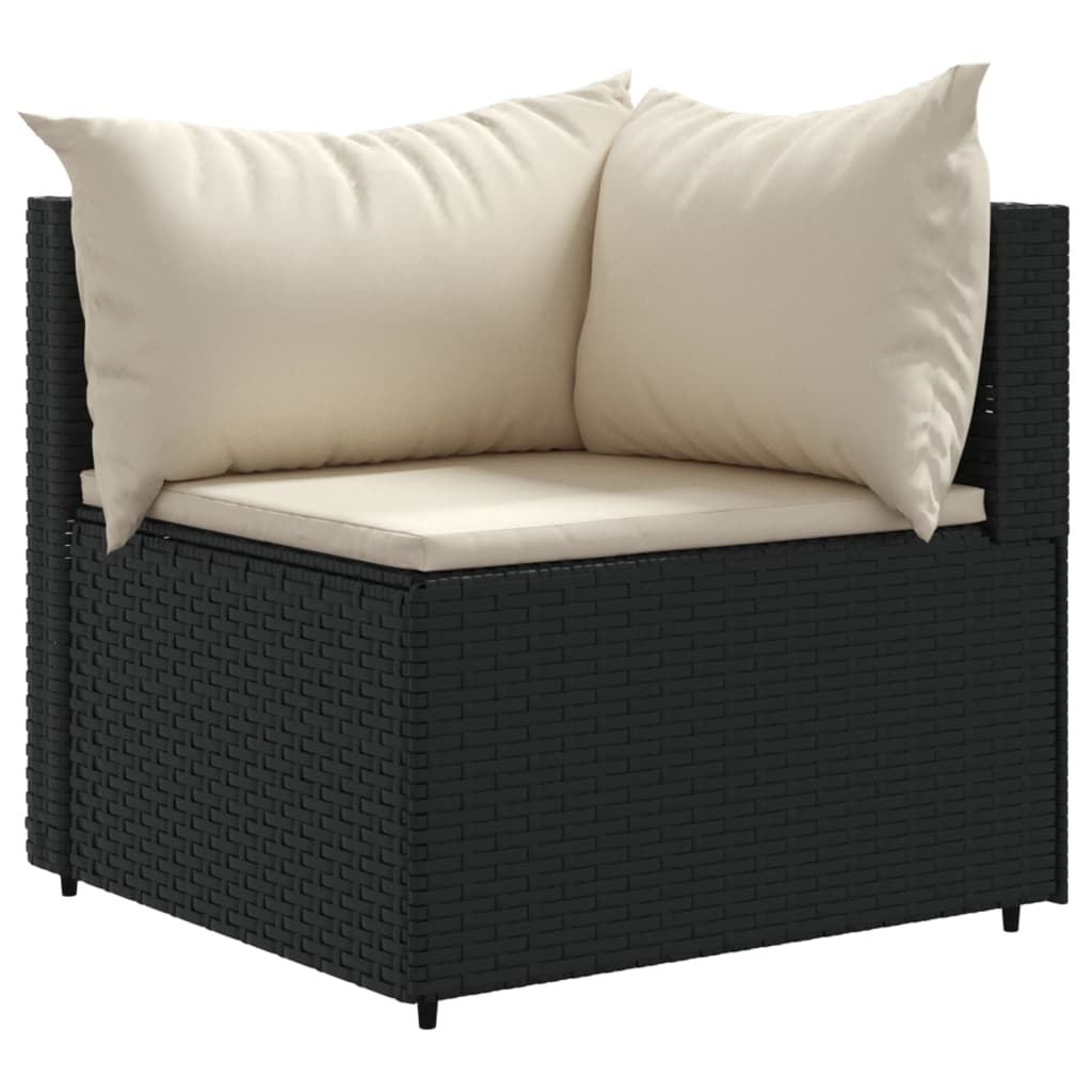 10-tlg. Garten-Sofagarnitur mit Kissen Schwarz Poly Rattan