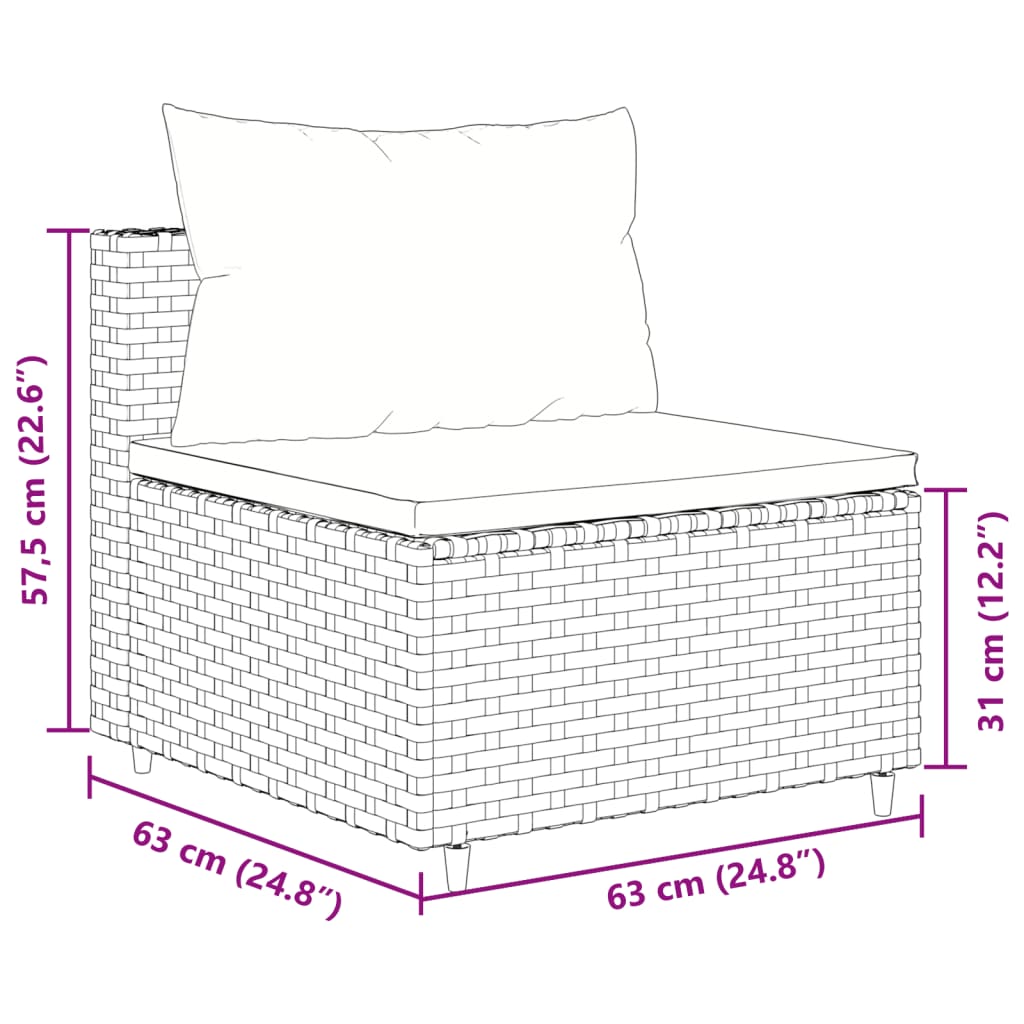 10-tlg. Garten-Sofagarnitur mit Kissen Schwarz Poly Rattan