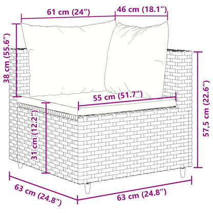 11-tlg. Garten-Sofagarnitur mit Kissen Schwarz Poly Rattan