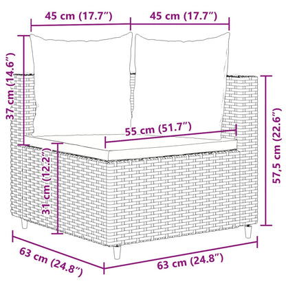 10-tlg. Garten-Sofagarnitur mit Kissen Schwarz Poly Rattan