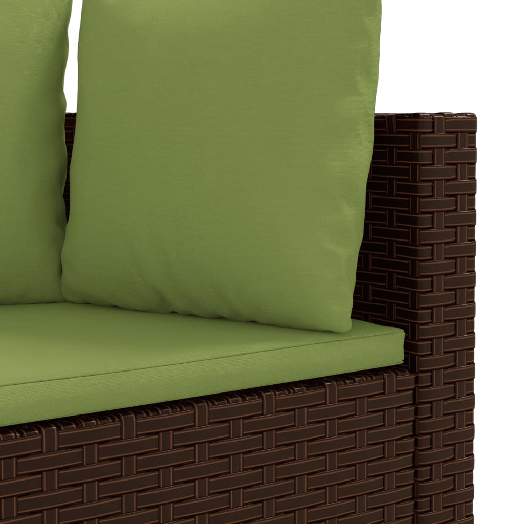 10-tlg. Garten-Sofagarnitur mit Kissen Braun Poly Rattan