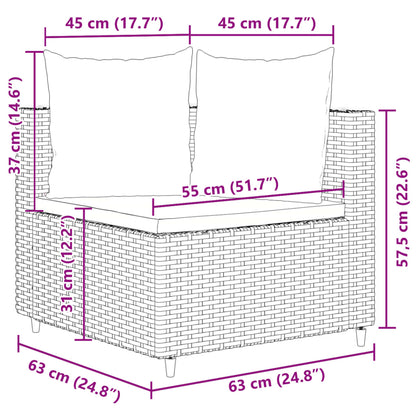 10-tlg. Garten-Sofagarnitur mit Kissen Grau Poly Rattan