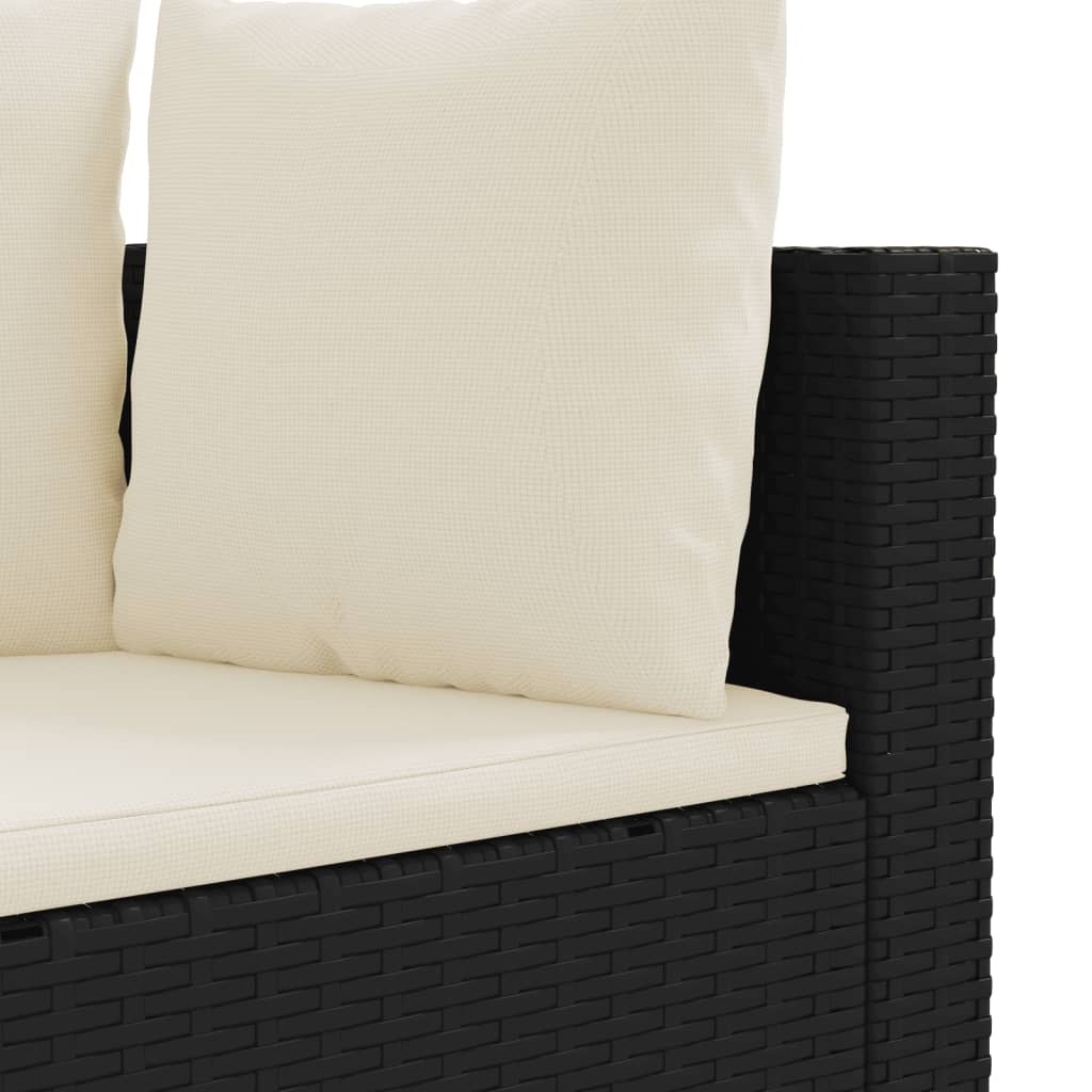 10-tlg. Garten-Sofagarnitur mit Kissen Schwarz Poly Rattan