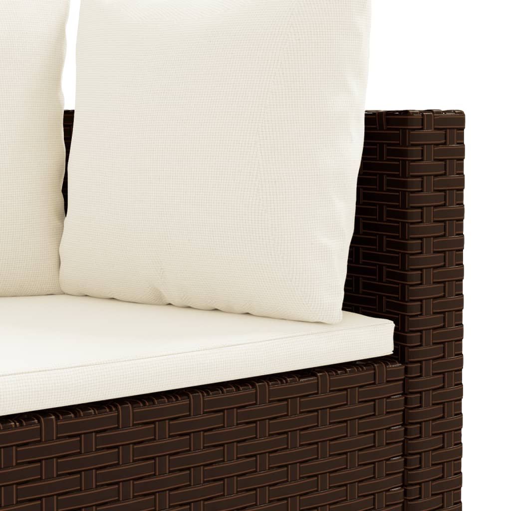 10-tlg. Garten-Sofagarnitur mit Kissen Braun Poly Rattan