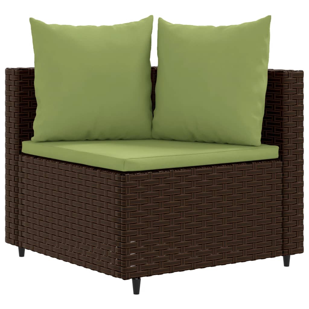 10-tlg. Garten-Sofagarnitur mit Kissen Braun Poly Rattan