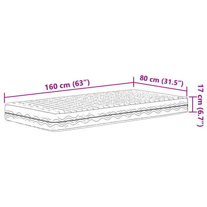 Schaumstoffmatratze für Kinder Weiß 80x160 cm Härtegrad H2 H3