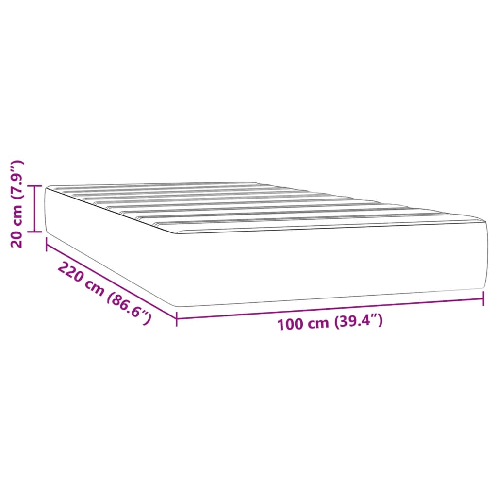 Taschenfederkernmatratze Schwarz 100x220x20 cm Samt