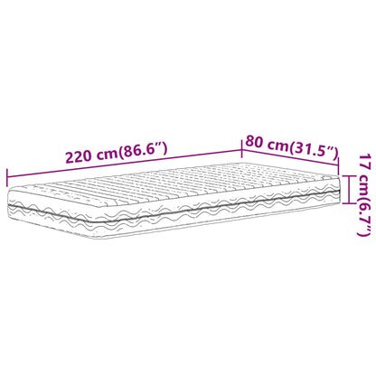 Schaumstoffmatratze Weiß 80x220 cm Härtegrad H2 H3