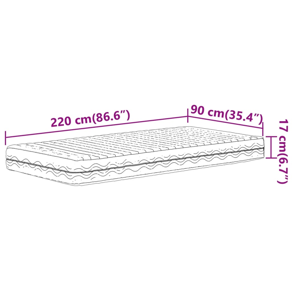 Schaumstoffmatratze Weiß 90x220 cm Härtegrad H2 H3