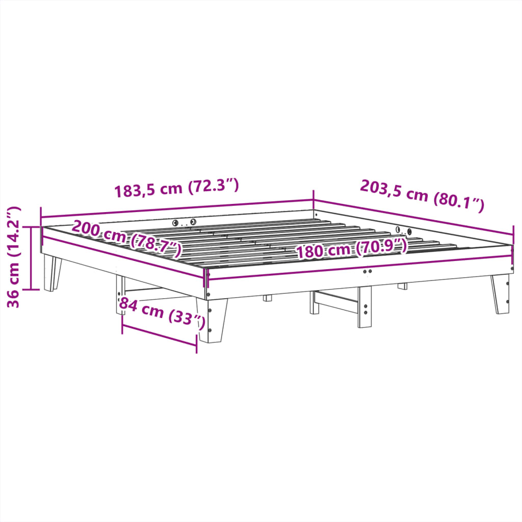 Massivholzbett ohne Matratze Weiß 180x200 cm Kiefernholz