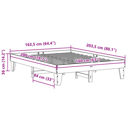 Massivholzbett ohne Matratze Weiß 160x200 Kiefernholz