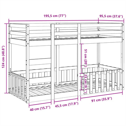 Etagenbett Wachsbraun 90x190 cm Massivholz Kiefer