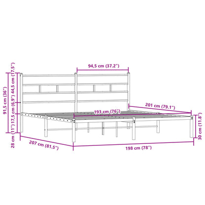 Bettgestell ohne Matratze mit Kopfteil Braun Eiche 190x200 cm