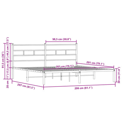 Bettgestell ohne Matratze mit Kopfteil Braun Eiche 200x200 cm