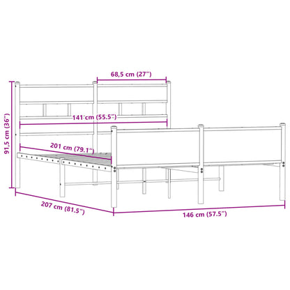 Bettgestell ohne Matratze Räuchereiche 140x200 cm Holzwerkstoff