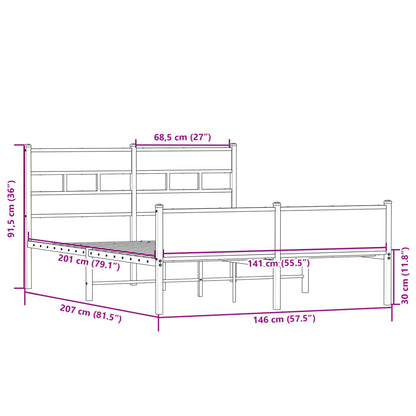 Bettgestell ohne Matratze Sonoma-Eiche 140x200 cm Holzwerkstoff