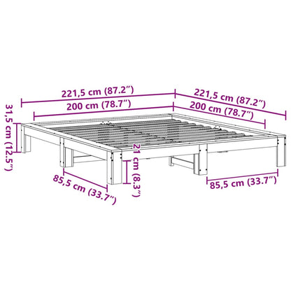 Massivholzbett ohne Matratze Weiß 200x200 cm Kiefernholz