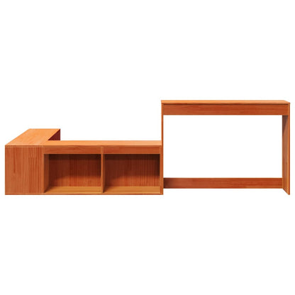 Nachttisch mit Schreibtisch Wachsbraun 222x122x75 cm Massivholz