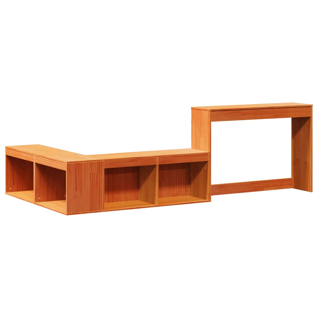 Nachttisch mit Schreibtisch Wachsbraun 222x107x75 cm Massivholz