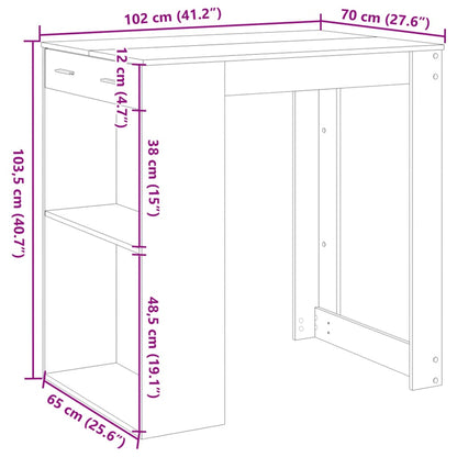 Bartisch Räuchereiche 102x70x103,5 cm Holzwerkstoff