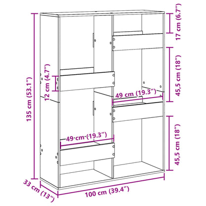 Bücherregal Altholz-Optik 100x33x135 cm Holzwerkstoff