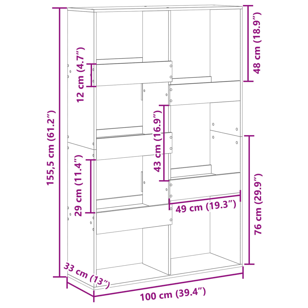 Bücherregal Weiß 100x33x155,5 cm Holzwerkstoff