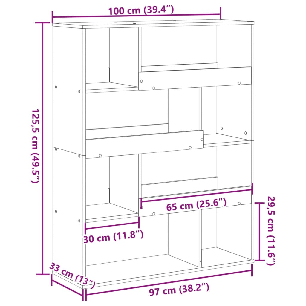 Raumteiler Räuchereiche 100x33x125,5 cm Holzwerkstoff